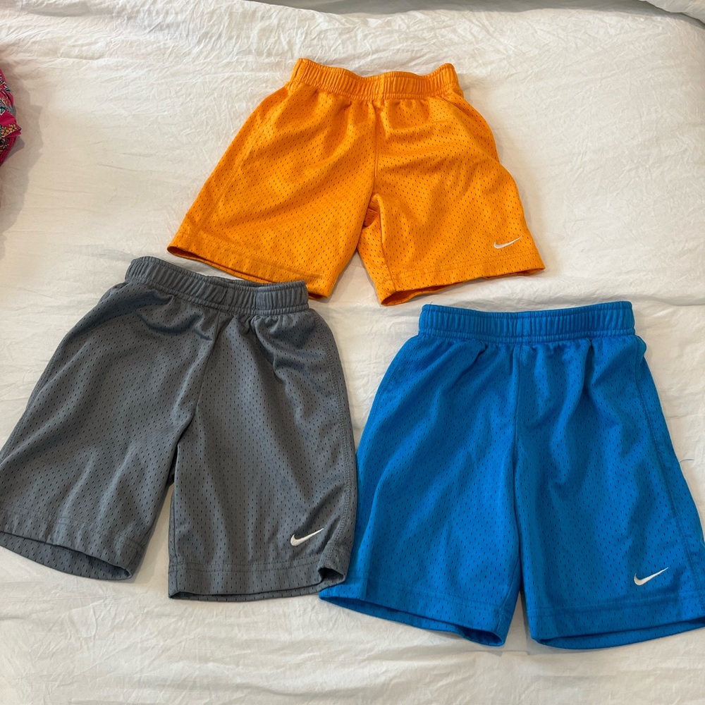 Nike Kids' Athletic mesh Shorts - Orange, Gray, and Blue set of 3